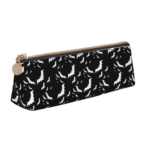 NBAGHPQ Stylisches Federmäppchen aus Leder mit fliegenden Fledermäusen mit Reißverschluss, dreieckig, für Jungen und Mädchen von NBAGHPQ