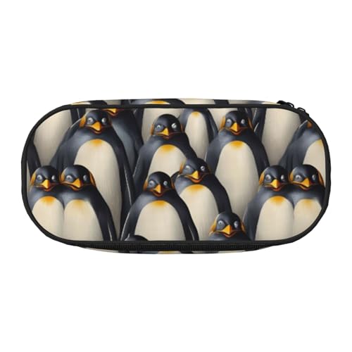 Stilvoller Pinguin-Druck, leicht, tragbar, Federmäppchen, geräumige Stifttasche, Schulbedarf, Make-up-Aufbewahrung, Schwarz , Einheitsgröße, Taschen-Organizer von NBAGHPQ