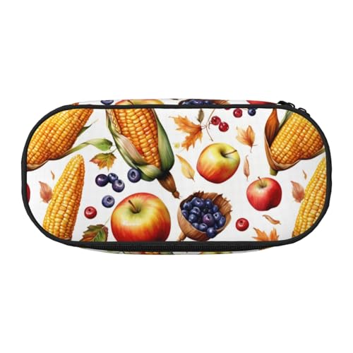 Tragbares Federmäppchen mit Aufschrift "Hello Autumn Print", geräumiges Federmäppchen, Schulbedarf, Make-up-Aufbewahrung, Schwarz , Einheitsgröße, Taschen-Organizer von NBAGHPQ