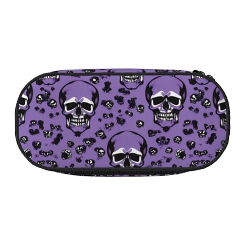 Tragbares Federmäppchen mit Horror-Muster auf violettem Druck, leicht, geräumiges Federmäppchen, Schulbedarf, Make-up-Aufbewahrung, Schwarz , Einheitsgröße, Taschen-Organizer von NBAGHPQ
