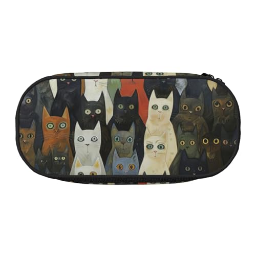 Tragbares Federmäppchen mit Katzendruck, geräumiges Federmäppchen, Schulbedarf, Make-up-Aufbewahrung, Schwarz , Einheitsgröße, Taschen-Organizer Tragbares Federmäppchen mit Katzendruck, geräumiges Federmäppchen, Schulbedarf, Make-up-Aufbewahrung, Schwarz , Einheitsgröße, Taschen-Organizer von NBAGHPQ