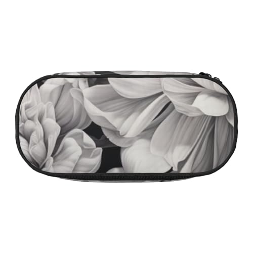 Tragbares Federmäppchen mit floralem Graphitdruck, geräumiges Federmäppchen, Schulbedarf, Make-up-Aufbewahrung, Schwarz , Einheitsgröße, Taschen-Organizer von NBAGHPQ