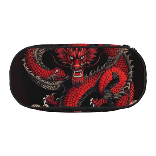 Tragbares Federmäppchen mit magischem Drachen-Druck, geräumiges Federmäppchen, Schulbedarf, Make-up-Aufbewahrung, Schwarz , Einheitsgröße, Taschen-Organizer von NBAGHPQ