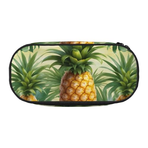 Tragbares Federmäppchen mit tropischem Ananas-Druck, geräumiges Federmäppchen, Schulbedarf, Make-up-Aufbewahrung, Schwarz , Einheitsgröße, Taschen-Organizer von NBAGHPQ
