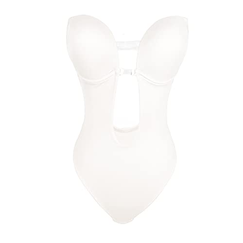 NBBNYJ Body für Damen, nackter Rücken, Entdeckung und Tiefen, V-Ausschnitt, Body Strapless Shapewear Backless Body BH Body Shaping Bodysuit Miederslip Ruhe Bauchweg Formend, Weiß, XL von NBBNYJ