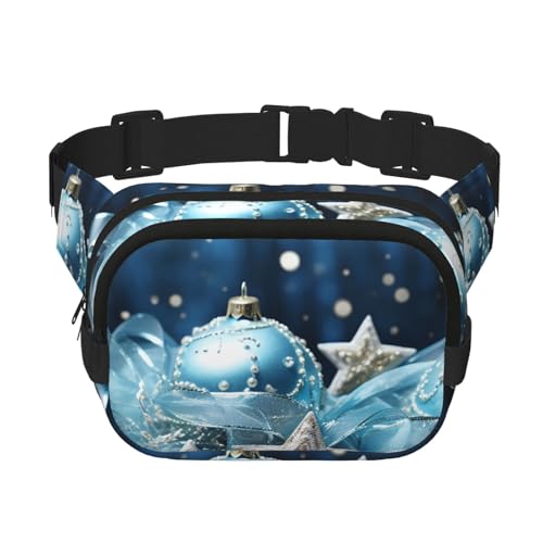 Bauchtasche für Damen und Herren, modisch, verstellbare Gürteltasche für Workout, Laufen, Reisen, lässige Hüfttasche, Blaue Weihnachten, Einheitsgröße von NBCCDVSH