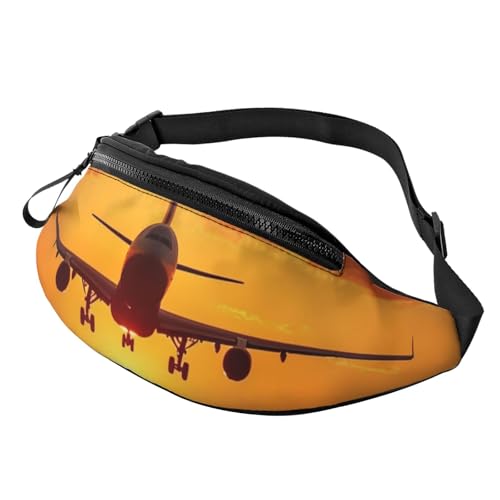 Bauchtasche für Damen und Herren, modisch, verstellbare Gürteltasche für Workout, Laufen, Reisen, lässige Hüfttasche, Flugzeug-Sonnenuntergang, Einheitsgröße von NBCCDVSH