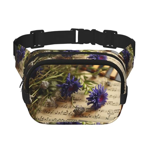 Bauchtasche für Damen und Herren, modisch, verstellbare Gürteltasche für Workout, Laufen, Reisen, lässige Hüfttasche, Notenblatt, Einheitsgröße von NBCCDVSH