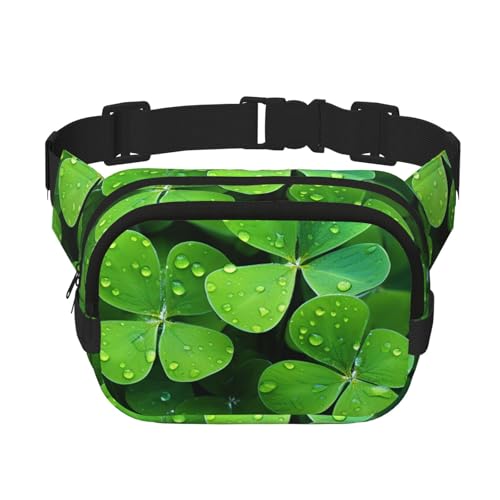 Bauchtasche für Damen und Herren, modisch, verstellbare Gürteltasche für Workout, Laufen, Reisen, lässige Hüfttasche, Viele grüne Kleeblätter, Einheitsgröße von NBCCDVSH