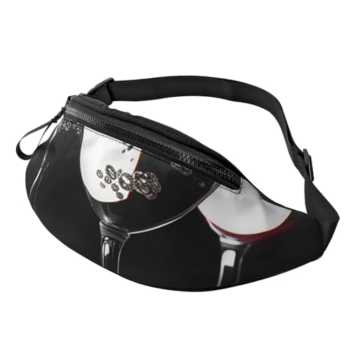 Bauchtasche für Plattenspieler für Damen und Herren, modische Hüfttasche, verstellbare Gürteltasche für Workout, Laufen, Reisen, lässige Hüfttasche, Weingläser, Einheitsgröße von NBCCDVSH