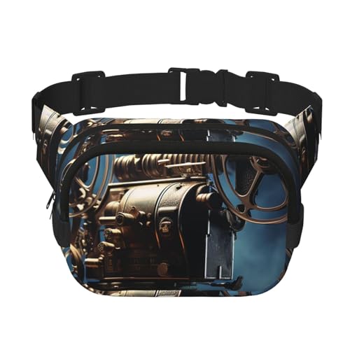 Bauchtasche mit Pfauenfedern, für Damen und Herren, modische Hüfttasche, verstellbare Gürteltasche für Workout, Laufen, Reisen, lässige Hüfttasche, Alter Filmprojektor, Einheitsgröße von NBCCDVSH