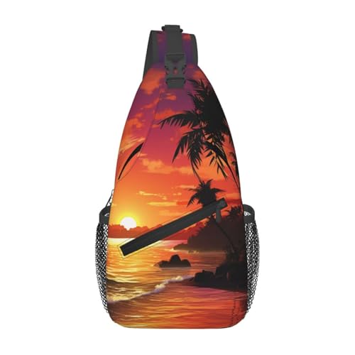 Crossbody Sling Rucksack Damen Herren Bauchtasche City of London Sling Bag Reise Wandern Gürtel Brusttasche Tagesrucksack, Tropischer Sonnenuntergang am Meer, Einheitsgröße Crossbody Sling Rucksack Damen Herren Bauchtasche City of London Sling Bag Reise Wandern Gürtel Brusttasche Tagesrucksack, Tropischer Sonnenuntergang am Meer, Einheitsgröße von NBCCDVSH