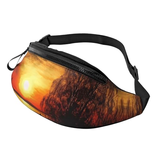 Gürteltasche für Damen und Herren, modische Gürteltasche, verstellbare Gürteltasche für Workout, Laufen, Reisen, lässige Hüfttasche mit türkisgrünen Blättern, sunset, Einheitsgröße von NBCCDVSH