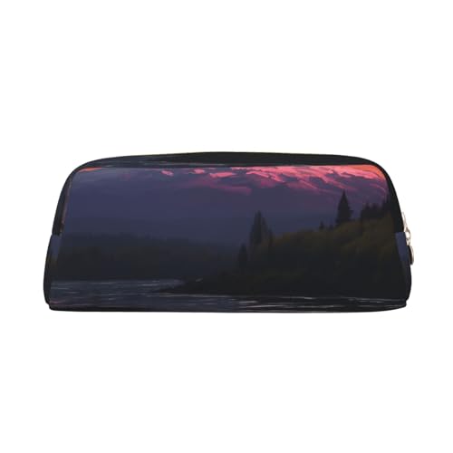 Leder-Federmäppchen mit Reißverschluss, stilvoller Stifthalter, ästhetisches Federmäppchen für Damen und Herren, Leder-Federmäppchen für Sonnenuntergang, Landschaft, Berge, See, Stifteetui für Arbeit Leder-Federmäppchen mit Reißverschluss, stilvoller Stifthalter, ästhetisches Federmäppchen für Damen und Herren, Leder-Federmäppchen für Sonnenuntergang, Landschaft, Berge, See, Stifteetui für Arbeit von NBCCDVSH