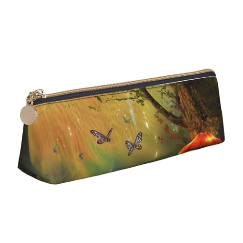 Leder-Federmäppchen mit Reißverschluss, stilvoller Stifthalter, ästhetisches Stifteetui für Damen und Herren, Leder-Federmäppchen mit Freesie, schöne Pflanze, Blume, Stiftebeutel für Arbeit, Büro von NBCCDVSH