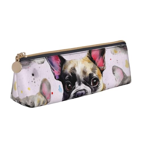 Leder-Federmäppchen mit Reißverschluss, stilvoller Stifthalter, ästhetisches Stifteetui für Damen und Herren, Leder-Federmäppchen mit Freesie, schöne Pflanze, Blume, Stiftebeutel für Arbeit, Büro von NBCCDVSH