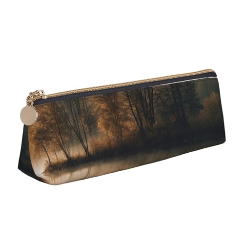 NBCCDVSH Leder-Federmäppchen mit Reißverschluss, stilvoller Stifthalter, ästhetisches Federmäppchen für Damen und Herren, Leder-Federmäppchen, Dreieck, geometrisches Stifteetui für Arbeit, Büro von NBCCDVSH