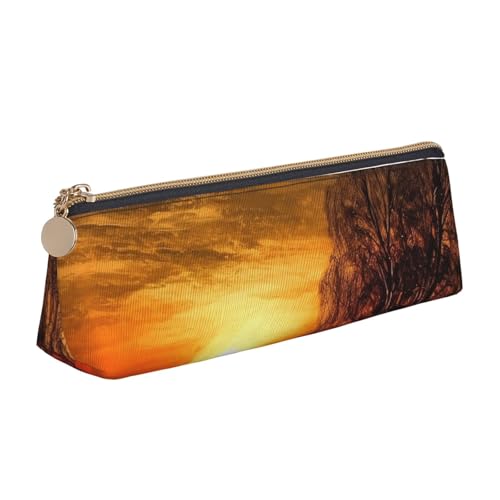 NBCCDVSH Leder-Federmäppchen mit Reißverschluss, stilvoller Stifthalter, ästhetisches Federmäppchen für Damen und Herren, Leder-Federmäppchen, Dreieck, geometrisches Stifteetui für Arbeit, Büro von NBCCDVSH