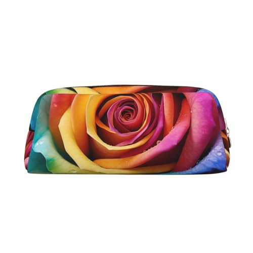 NBCCDVSH Leder-Federmäppchen mit Reißverschluss, stilvoller Stifthalter, ästhetisches Federmäppchen für Damen und Herren, Leder-Federmäppchen, Regenbogen-Rose, Blume, Stifteetui für Arbeit, Büro NBCCDVSH Leder-Federmäppchen mit Reißverschluss, stilvoller Stifthalter, ästhetisches Federmäppchen für Damen und Herren, Leder-Federmäppchen, Regenbogen-Rose, Blume, Stifteetui für Arbeit, Büro von NBCCDVSH