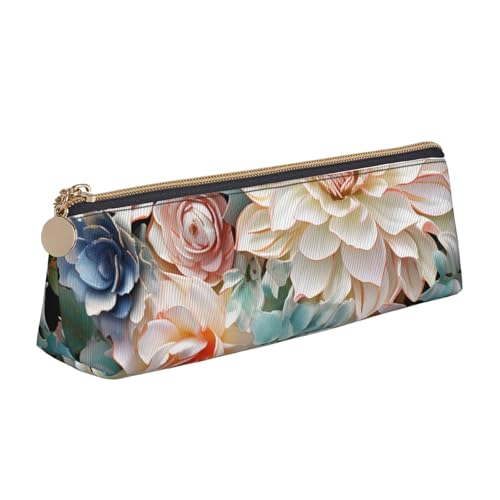 NBCCDVSH Leder-Federmäppchen mit Reißverschluss, stilvoller Stifthalter, ästhetisches Federmäppchen für Damen und Herren, Leder-Federmäppchen, modernes Bohemian-Blumen-Stiftetui für Arbeit, Büro von NBCCDVSH