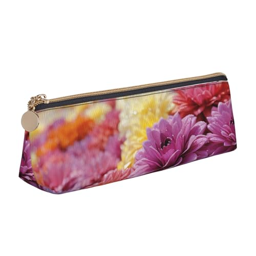 NBCCDVSH Leder-Federmäppchen mit Reißverschluss, stilvoller Stifthalter, ästhetisches Federmäppchen für Damen und Herren, Leder-Federmäppchen, modernes Bohemian-Blumen-Stiftetui für Arbeit, Büro von NBCCDVSH