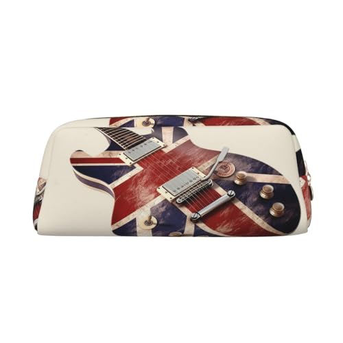 NBCCDVSH Leder-Federmäppchen mit Reißverschluss, stilvoller Stifthalter, ästhetisches Stifteetui für Damen und Herren, Leder-Federmäppchen, Gitarre, britische Flagge, Stifttasche für Arbeit, Büro NBCCDVSH Leder-Federmäppchen mit Reißverschluss, stilvoller Stifthalter, ästhetisches Stifteetui für Damen und Herren, Leder-Federmäppchen, Gitarre, britische Flagge, Stifttasche für Arbeit, Büro von NBCCDVSH
