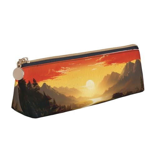 NBCCDVSH Leder-Federmäppchen mit Reißverschluss, stilvoller Stifthalter, ästhetisches Stifteetui für Damen und Herren, Leder-Federmäppchen, gruseliges Schiff auf See, Stifttasche für Arbeit, Büro von NBCCDVSH