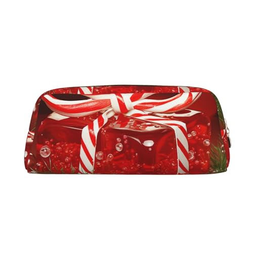 NBCCDVSH Leder-Federmäppchen mit Reißverschluss, stilvoller Stifthalter, ästhetisches Stifteetui für Damen und Herren, Leder-Federmäppchen, rot, Weihnachten, Süßigkeiten, Stiftebeutel für Arbeit, Büro NBCCDVSH Leder-Federmäppchen mit Reißverschluss, stilvoller Stifthalter, ästhetisches Stifteetui für Damen und Herren, Leder-Federmäppchen, rot, Weihnachten, Süßigkeiten, Stiftebeutel für Arbeit, Büro von NBCCDVSH