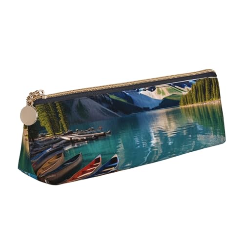 NBCCDVSH Leder-Federmäppchen mit Reißverschluss, stilvoller Stifthalter, ästhetisches Stifteetui für Damen und Herren, Leder-Federmäppchen, tropisches blaues Meer, Strand, Stifteetui für Arbeit, Büro von NBCCDVSH