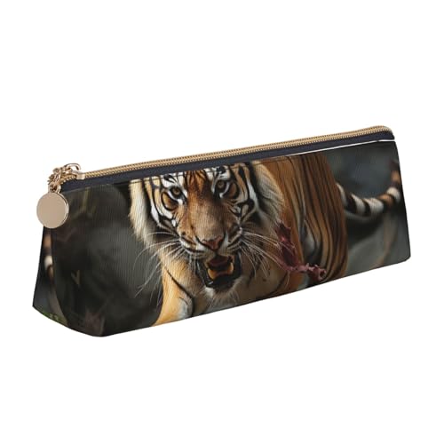 NBCCDVSH Leder-Federmäppchen mit Reißverschluss, stilvoller Stifthalter, ästhetisches Stifteetui für Damen und Herren, Leder-Federmäppchen für Schnee, Berg, Wild, Wolf, Stifteetui für Arbeit, Büro von NBCCDVSH