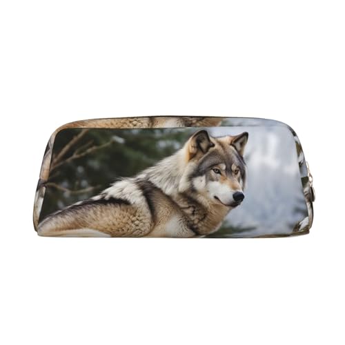 NBCCDVSH Leder-Federmäppchen mit Reißverschluss, stilvoller Stifthalter, ästhetisches Stifteetui für Damen und Herren, Leder-Federmäppchen für Schnee, Berge, Wilder Wolf, Stifteetui für Arbeit, Büro NBCCDVSH Leder-Federmäppchen mit Reißverschluss, stilvoller Stifthalter, ästhetisches Stifteetui für Damen und Herren, Leder-Federmäppchen für Schnee, Berge, Wilder Wolf, Stifteetui für Arbeit, Büro von NBCCDVSH