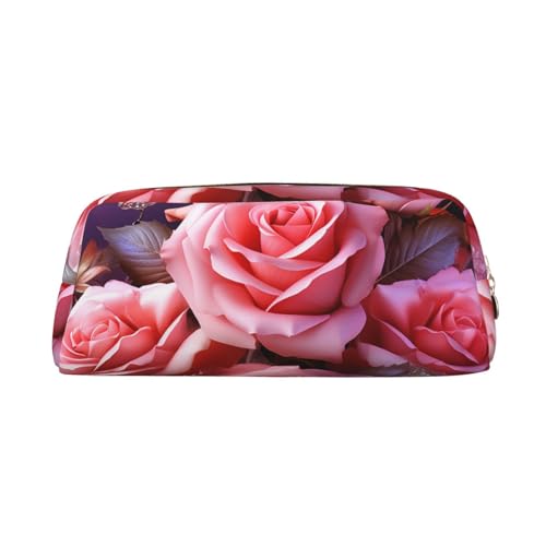 NBCCDVSH Leder-Federmäppchen mit Reißverschluss, stilvoller Stifthalter, ästhetisches Stifteetui für Damen und Herren, Leder-Federmäppchen mit Rose und Schmetterlingen, Stifteetui für Arbeit, Büro von NBCCDVSH