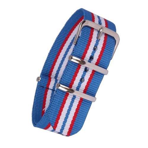 NBCNZCTSAS 12/14/16/18mm Blau/Rot Passend for Cambo Stripe Lady Damen Nylon Uhrenarmbänder Stoffgewebtes Uhrenarmband Schnalle Gürtel(20mm) von NBCNZCTSAS