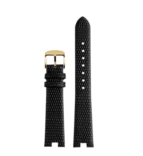 NBCNZCTSAS 12MM 14MM Armband passend for Gucci Uhrenarmband passend for GC Damen YA141.4 YA141505 Lederarmband Armband mit Kerbbefestigung(Black-gold,12mm) von NBCNZCTSAS