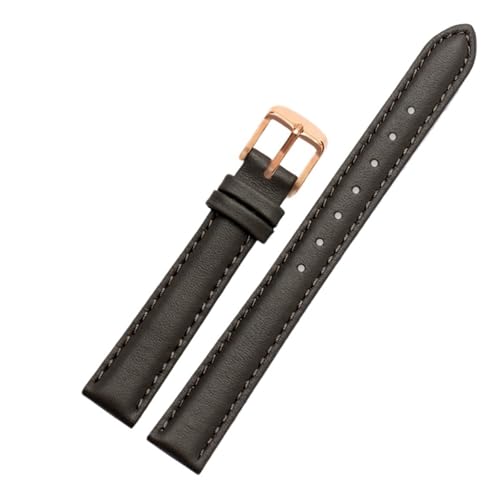 NBCNZCTSAS 12mm 14mm 16mm 18mm 20mm Herren Damen Leder Uhrenarmband passend for Casio passend for Fossil DW passend for Folli Follie Uhrenarmband Armband Zubehör(Gray-rose gold,16mm) von NBCNZCTSAS