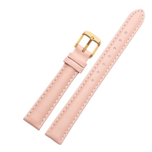 NBCNZCTSAS 12mm 14mm 16mm 18mm 20mm Herren Damen Leder Uhrenarmband passend for Casio passend for Fossil DW passend for Folli Follie Uhrenarmband Armband Zubehör(Light pink- gold,14mm) von NBCNZCTSAS