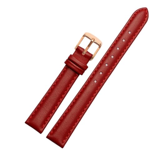 NBCNZCTSAS 12mm 14mm 16mm 18mm 20mm Herren Damen Leder Uhrenarmband passend for Casio passend for Fossil DW passend for Folli Follie Uhrenarmband Armband Zubehör(Red-rose gold,16mm) von NBCNZCTSAS