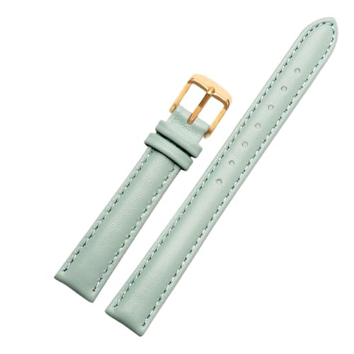 NBCNZCTSAS 12mm 14mm 16mm 18mm 20mm Herren Damen Leder Uhrenarmband passend for Casio passend for Fossil DW passend for Folli Follie Uhrenarmband Armband Zubehör(Sky Blue- gold,14mm) von NBCNZCTSAS