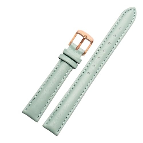 NBCNZCTSAS 12mm 14mm 16mm 18mm 20mm Herren Damen Leder Uhrenarmband passend for Casio passend for Fossil DW passend for Folli Follie Uhrenarmband Armband Zubehör(Sky Blue-rose gold,14mm) von NBCNZCTSAS