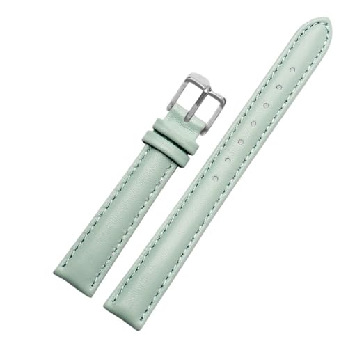 NBCNZCTSAS 12mm 14mm 16mm 18mm 20mm Herren Damen Leder Uhrenarmband passend for Casio passend for Fossil DW passend for Folli Follie Uhrenarmband Armband Zubehör(Sky Blue-silver,12mm) von NBCNZCTSAS