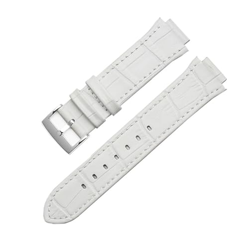 NBCNZCTSAS 14 mm Ausbuchtung Echtleder-Uhrenarmband passend for Swarovski 5027127 5027131 5080602 5096008 Serie Modearmbanduhr Damen-Zubehör(White-silver) von NBCNZCTSAS