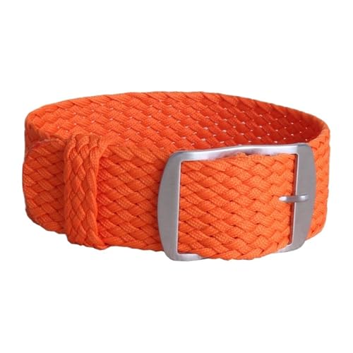 NBCNZCTSAS 14mm 16mm 18mm 20mm 22mm Einfarbig Perlon Woven Nylon Uhrenarmbänder Armband Stoff Woven Uhrenarmband Band Schnalle Gürtel schwarz blau(W05 Orange,18mm) von NBCNZCTSAS
