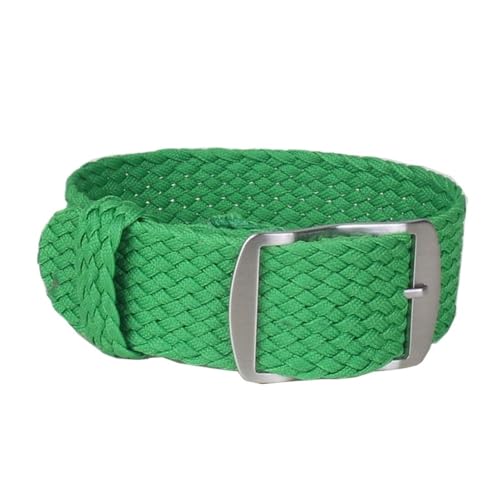 NBCNZCTSAS 14mm 16mm 18mm 20mm 22mm Einfarbig Perlon Woven Nylon Uhrenarmbänder Armband Stoff Woven Uhrenarmband Band Schnalle Gürtel schwarz blau(W07 Grass Green,22mm) von NBCNZCTSAS