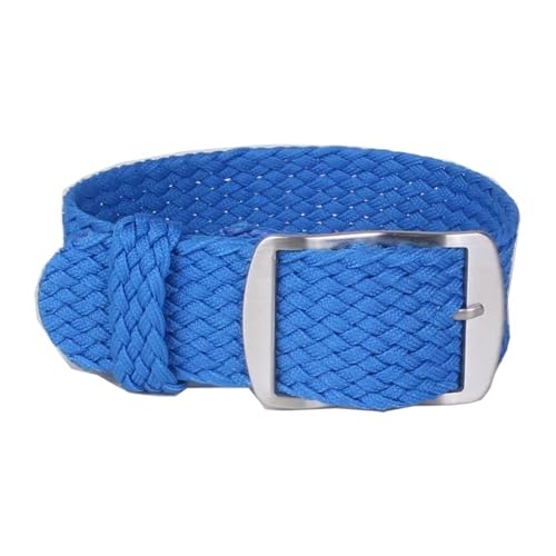 NBCNZCTSAS 14mm 16mm 18mm 20mm 22mm Einfarbig Perlon Woven Nylon Uhrenarmbänder Armband Stoff Woven Uhrenarmband Band Schnalle Gürtel schwarz blau(W10 Blue,14mm) von NBCNZCTSAS
