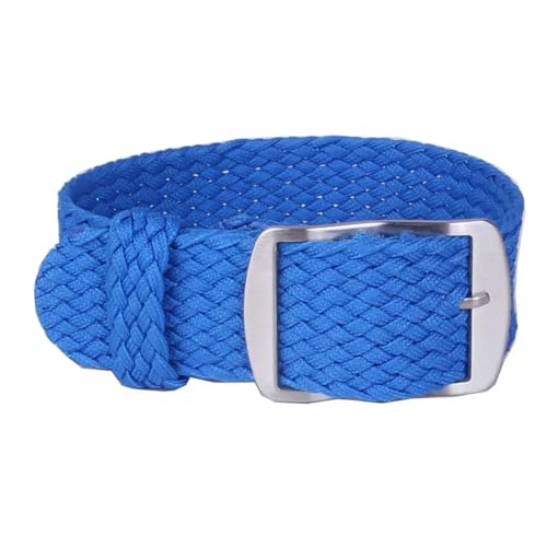 NBCNZCTSAS 16mm 18mm 20mm 22mm Einfarbig Perlon Woven Nylon Uhrenarmbänder Armband Stoff Woven Uhrenarmband Band Schnalle Gürtel schwarz blau(Blue,20mm) von NBCNZCTSAS