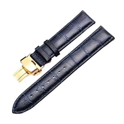 NBCNZCTSAS 16mm18mm19mm20mm21mm22mm23mm SoftStrap Fit for Citizen/Fit for Rossini Quick Release Herren Damen Universal-Uhrenarmband(Dark blue gold,16mm) von NBCNZCTSAS
