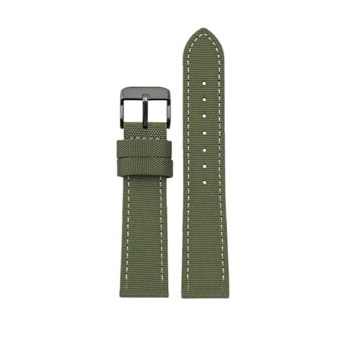 NBCNZCTSAS 18 mm/19/20/21/22/23/24 mm Nylon-Lederarmband, passend for Seiko SRPC31J1, passend for Citizen, passend for Tissot, alle großen Marken, Herren-Armband(Army Green bk,19mm) von NBCNZCTSAS