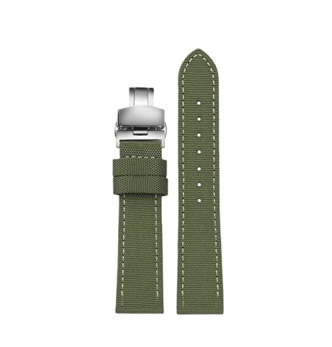 NBCNZCTSAS 18 mm/19/20/21/22/23/24 mm Nylon-Lederarmband, passend for Seiko SRPC31J1, passend for Citizen, passend for Tissot, alle großen Marken, Herren-Armband(Army Green silver,18mm) von NBCNZCTSAS