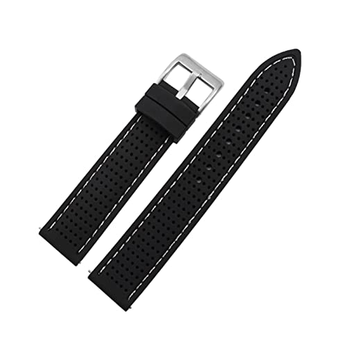 NBCNZCTSAS 18 mm 20 mm 22 mm 24 mm atmungsaktives Silikongurt Smart Watchband Fit for Huawei FIT for SAMSUNG WATCH SPORT SOFT GUMMEL BRAKETBRATOMBAGE Accessoires(2black-whiteline,18mm) von NBCNZCTSAS