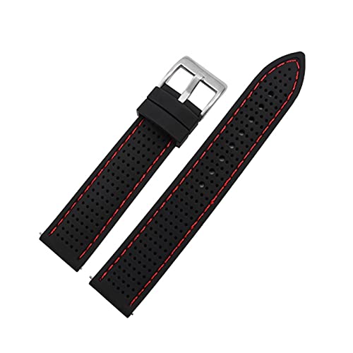 NBCNZCTSAS 18 mm 20 mm 22 mm 24 mm atmungsaktives Silikongurt Smart Watchband Fit for Huawei FIT for SAMSUNG WATCH SPORT SOFT GUMMEL BRAKETBRATOMBAGE Accessoires(3black-redline,18mm) von NBCNZCTSAS
